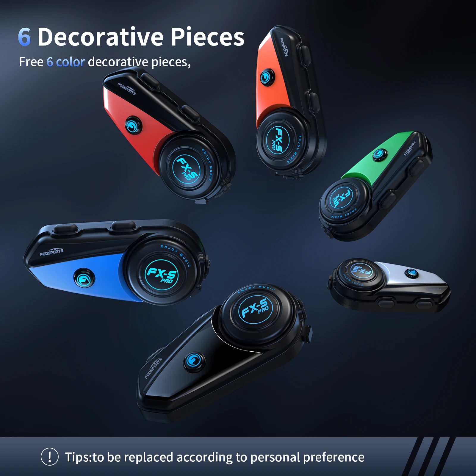 2 szt. Fodsports FX-S Pro Interkom Motocyklowy, Interkom Bluetooth do Kasku, Zestaw Słuchawkowy do Kasku Motocyklowego, 1000M, BT5.4 — zdjęcie produktu 4