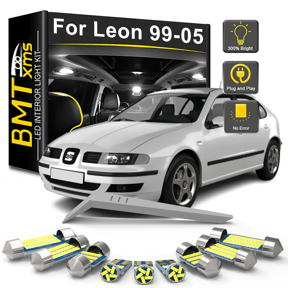 

BMTxms 14Pcs Canbus LED Interior Light Bulb Kit For Seat Leon MK1 1M 1999 2000 2001 2002 2003 2004 2005 Car Indoor Reading Lamp