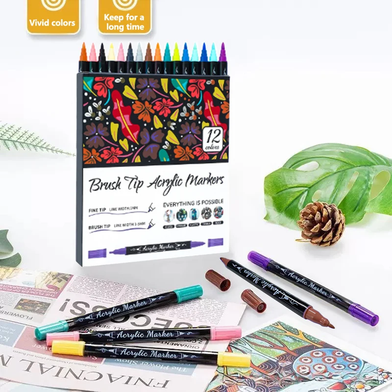 

12-168 Colors Acrylic Paint Pens Acrylic Paint Markers Double Tip Markers Markers Pens long nib marker Set Gifts For Kids Adults