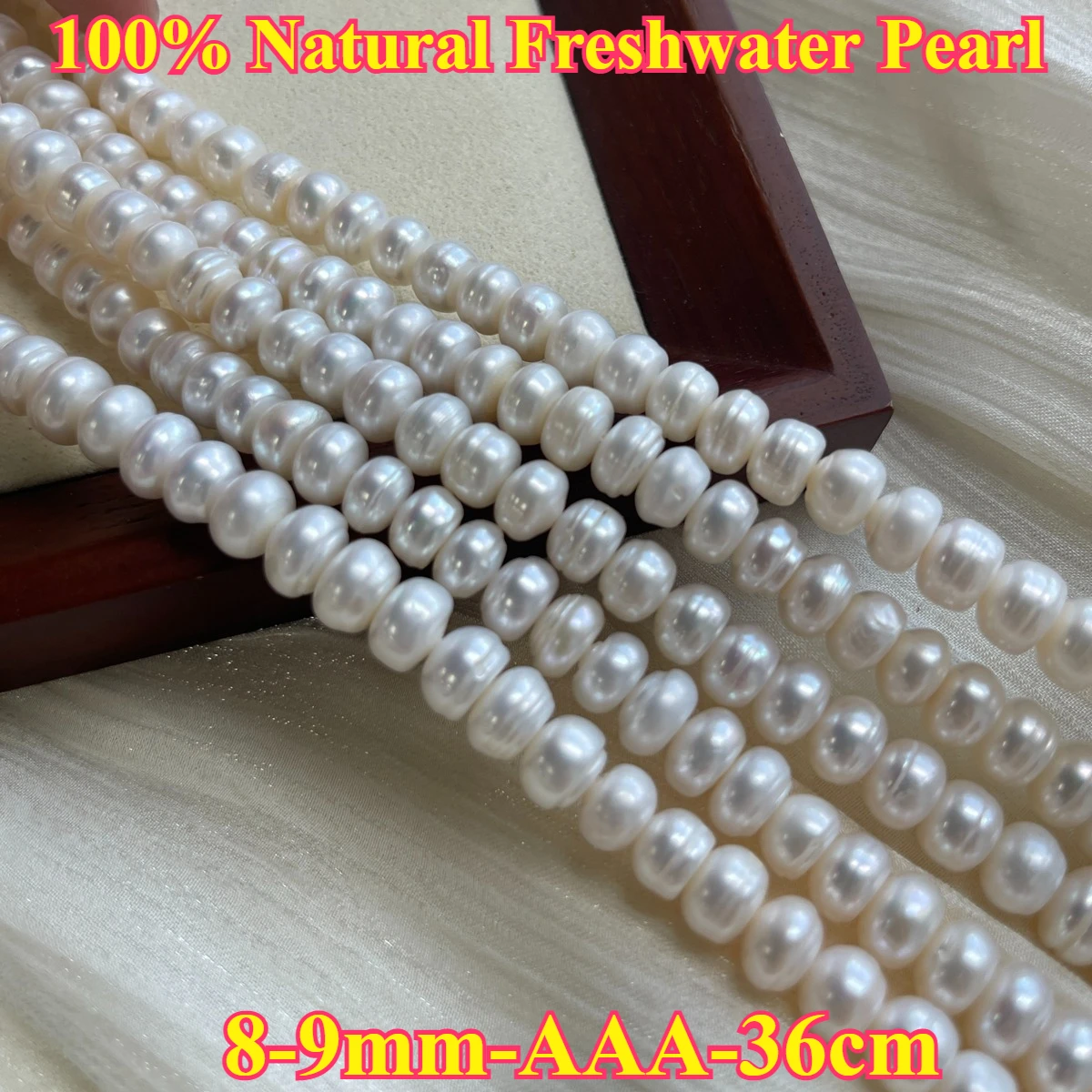 

8-9mm AAA Luminous Natural Freshwater Pearl White Oval Bun Spacer Bead Jewelry Gift Make DIY Necklace Bracelet Women Wedding