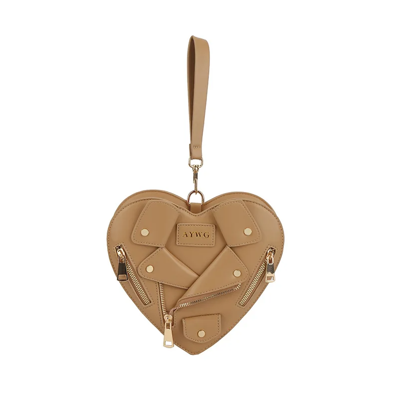 Nicheแจ็คเก็ตหนังCrossbodyกระเป๋าLuxury Designer Love Heart Shapedกระเป๋าหนังPUคุณภาพสูงตลกไหล่กระเป๋า