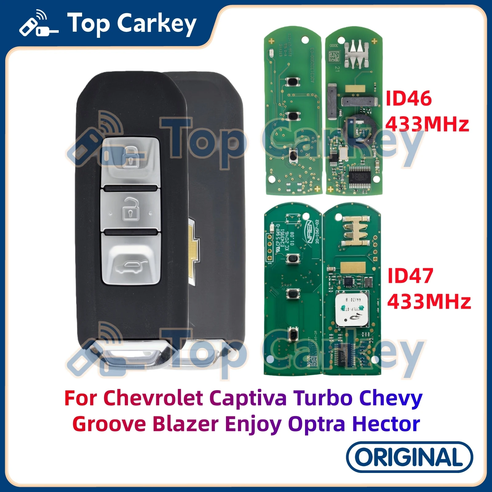 TopCarkey الأصلي الذكية مفتاح بعيد ID46 ID47 رقاقة 433 ميجا هرتز لشروليه كابتيفا توربو تشيفي الأخدود السترة استمتع أوبترا هيكتور