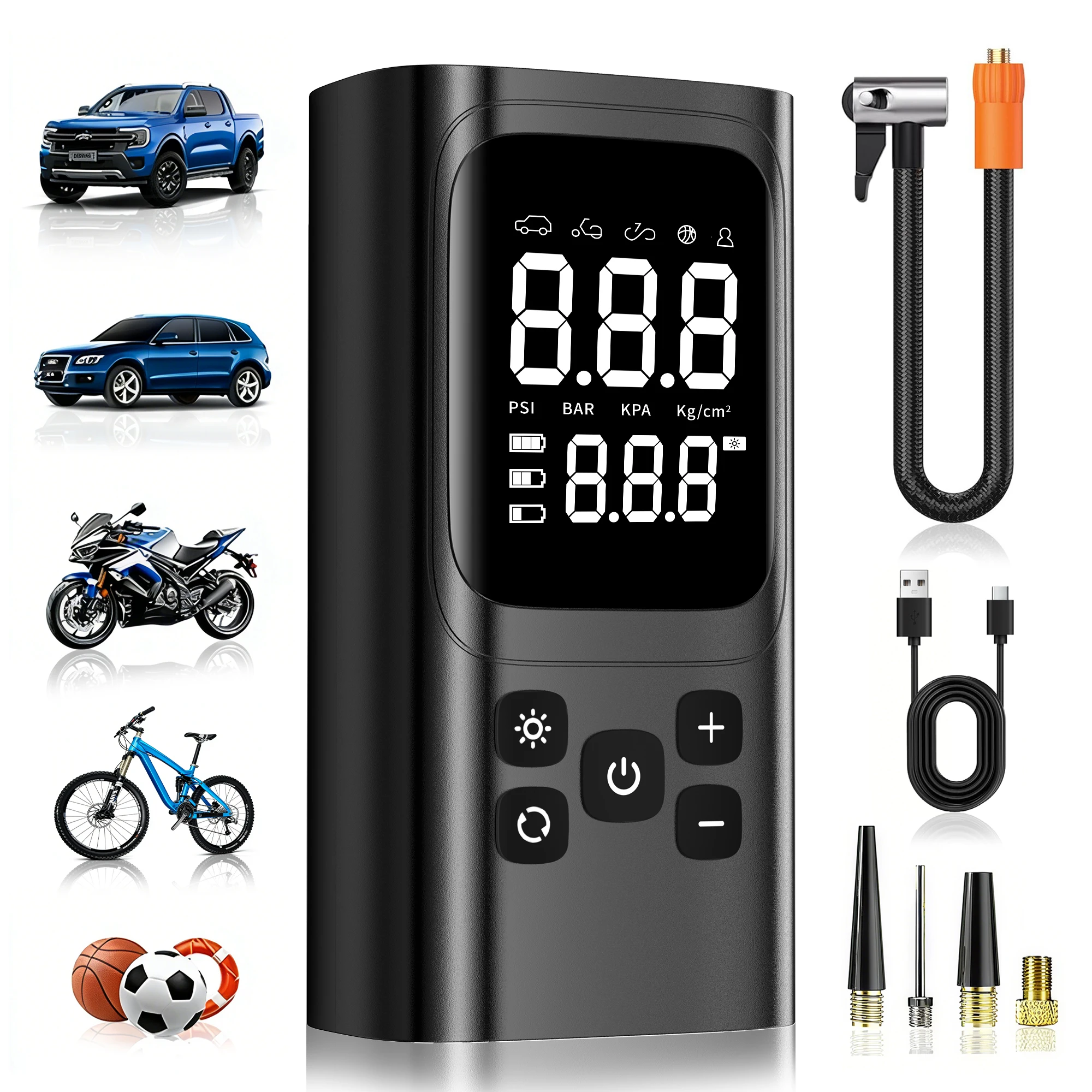 STSCELZ Tire Inflator Portable Air Compressor Cordless Electric Air Pump for Car Tires Smart Motorcycle Bicycle Ball