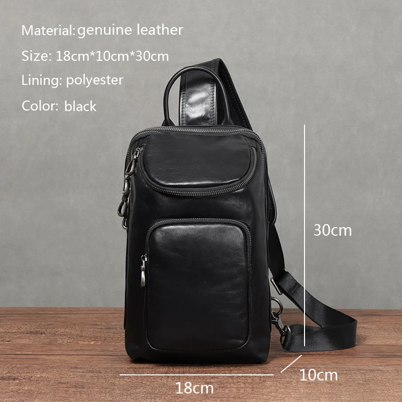 Large Capacity Men Chest Bag Genuine Leather Multifunction Shoulder Bags Messenger Chest Sling Crossbody Bags Travel Bag For Me
