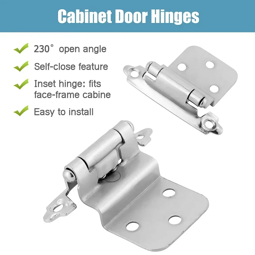 2x  Kitchen Cabinet Hinges Self Closing Hydraulic Buffer Hinges Face Mount 3/8 Inset Door Spring Hinge Furniture Hardware NEW