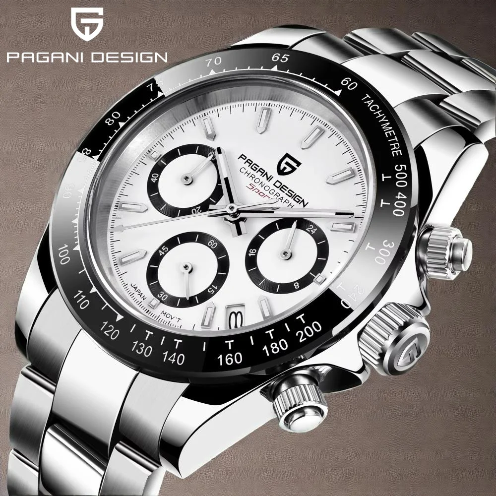 

PAGANI DESIGN New Ceramic Bezel Men Quartz Wristwatches Luxurys Sapphire Glass Chronograph 100m Waterproof Stainless Watches Men
