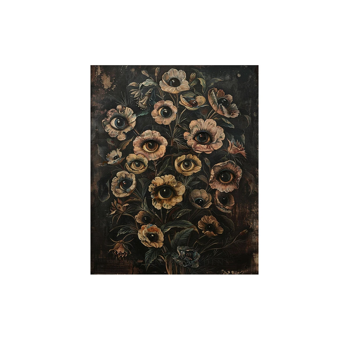 الفيكتوري القوطية الأزهار عين الشر قماش طباعة المشارك خمر النباتية الداكنة نمط لجدار ديكور فني للمنزل ملصق فني غير المؤطرة