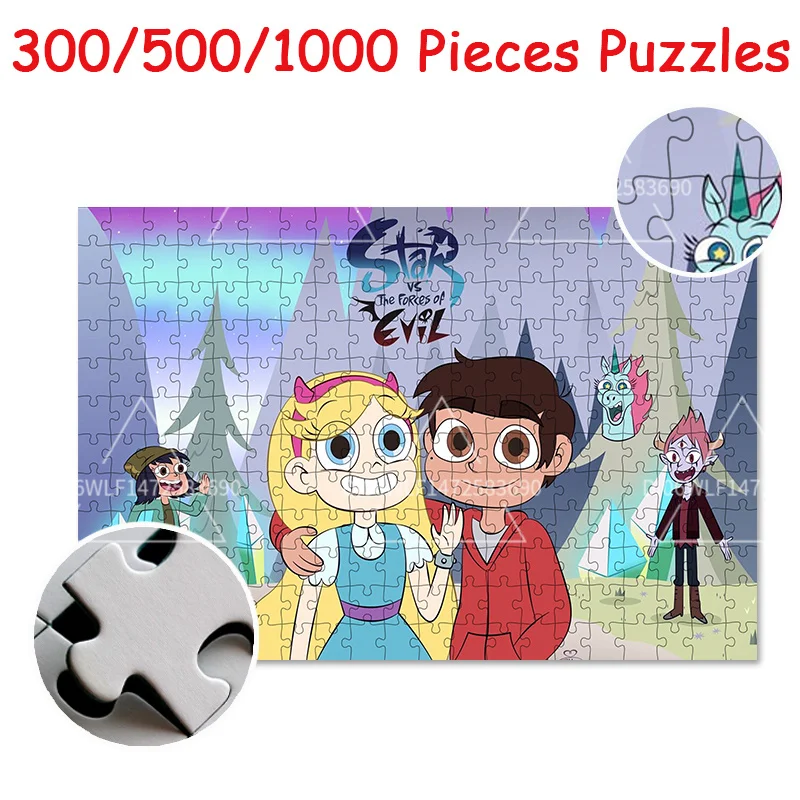 Jigsaw Puzzles Disney Star Vs. The Forces of Evil 300/500/1000PCS Wooden Puzzles Kids Adult Educational Toys Printed Clear Gifts