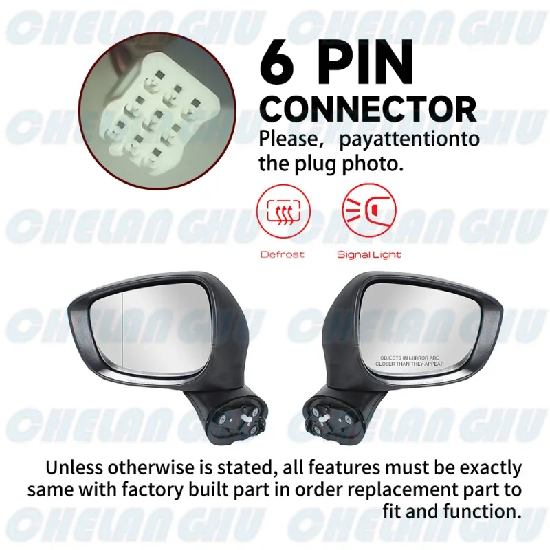 For Mazda CX-5 2015 2016 US Version 1 Pair 6 Pins Black Painted Mirror Assembly MA1320208 MA1321208 With Heated Turn Light