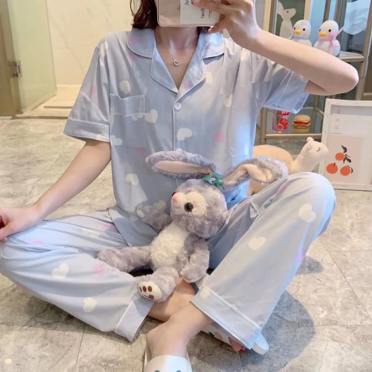 Summer Cute Doll Collar Ins Pajamas Women's Short Sleeved Shorts Checkered Shirt 2025 Home Clothes Set Girl Button Sleepwear