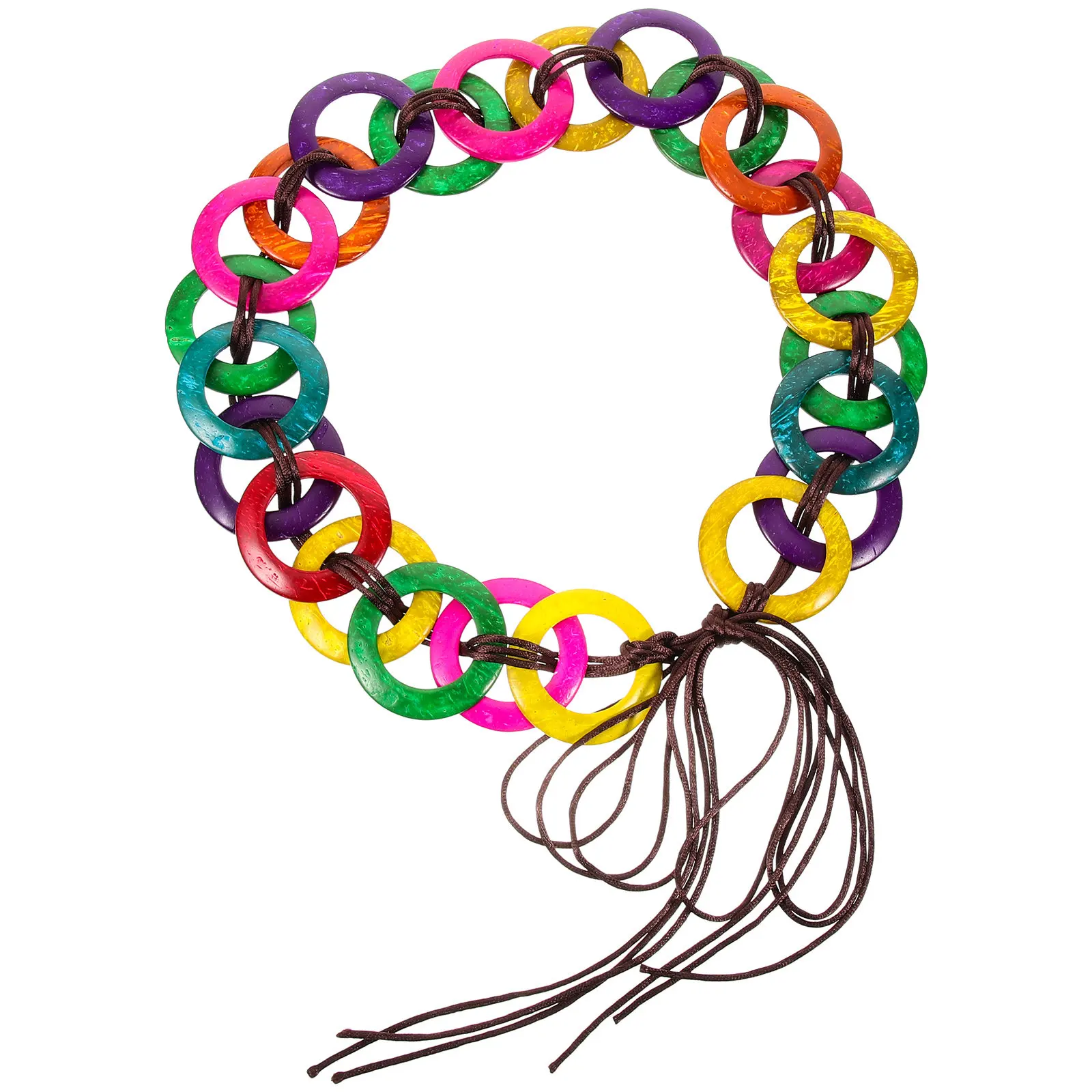 Rope Belt Women Colorful Waist Tie Dress Belt Adjustable Wrap Around Woven Lightweight Coconut Shell Material Fashion Accessory