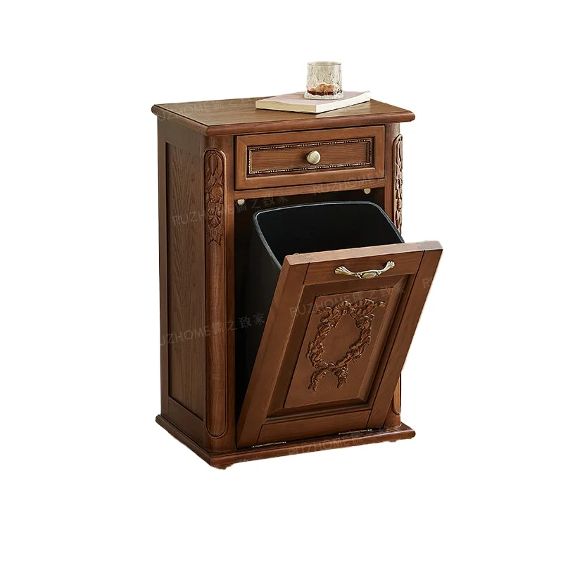 CX solid wood tipping bucket antique hidden trash can B & B hotel living room decoration creative trash can