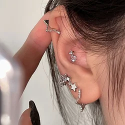 Mini Colorful Heart Ear Cartilage Piercing Lobe Stud Earring for Women Y2k Accessories Tragus Rook Helix Flat Ear Jewelry KAE312