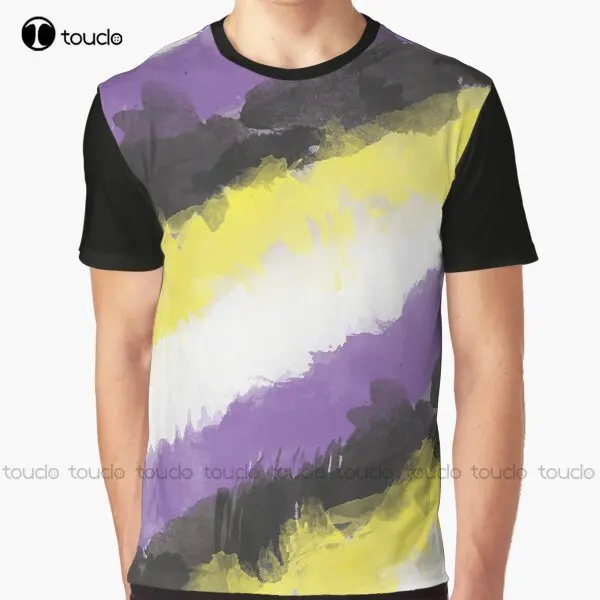 Nonbinary Watercolor Pride Graphic T-Shirt Custom Aldult Teen Unisex Digital Printing Tee Shirts Christmas Gift Xs-5Xl Tshirt