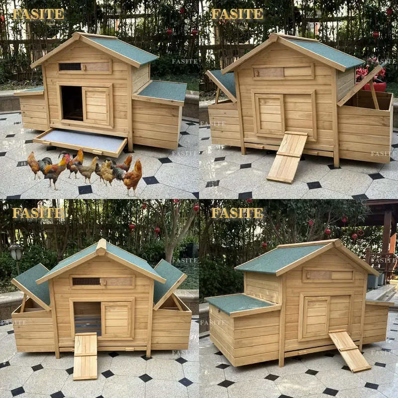 For Outdoor Solid Wood Pet House Chicken Coop Hen Nest Duck Rabbit Cage Large Size Weatherproof Durable Farm Backyard Use