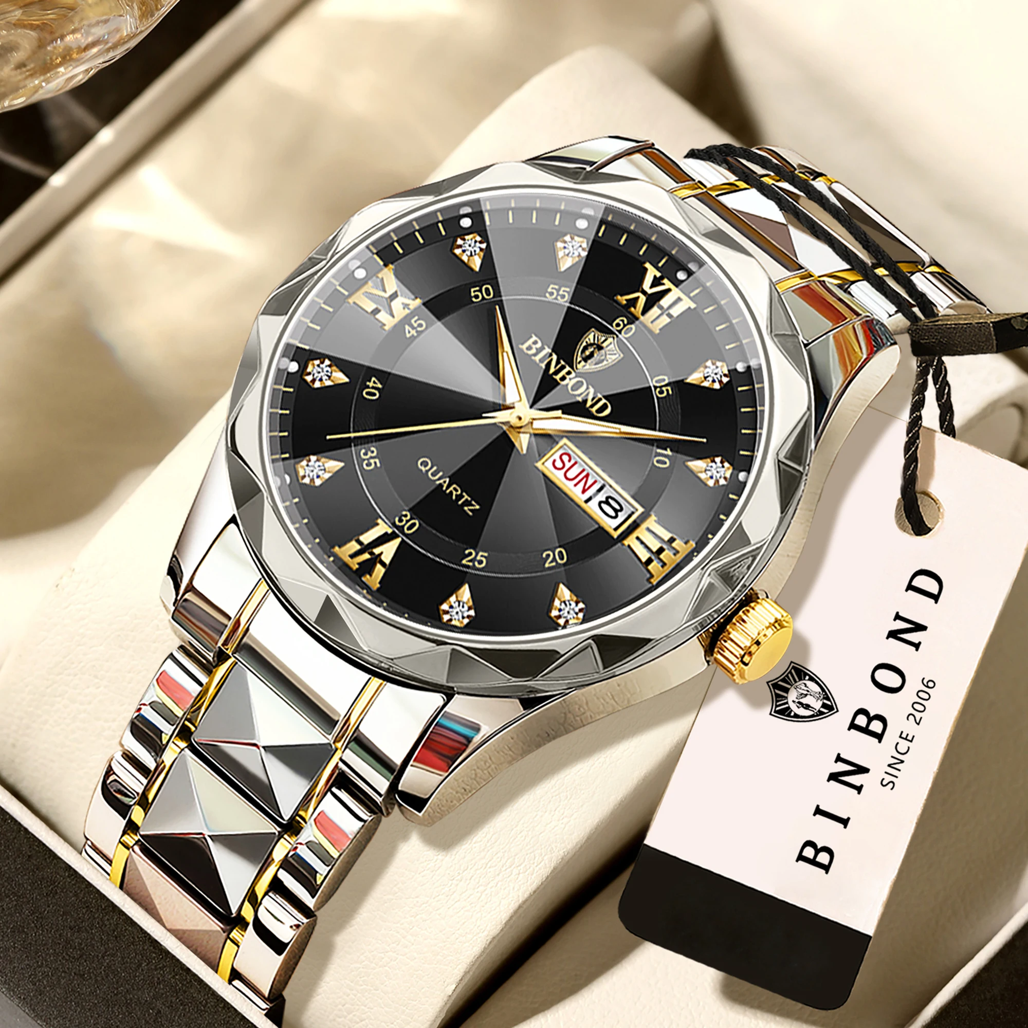 Men's Original Waterproof Quartz Watch with Week Display
