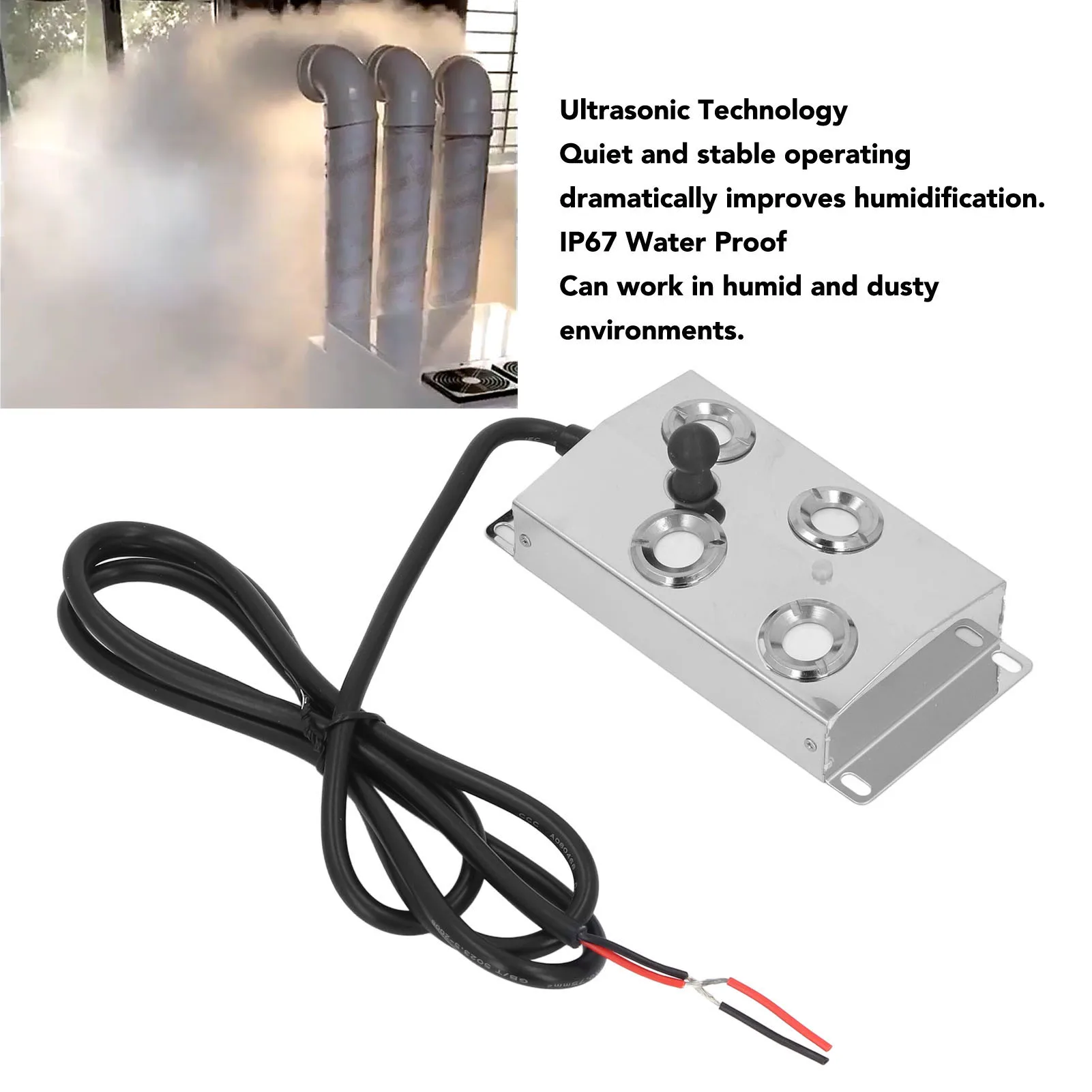 4 ヘッド超音波ミストライザー DC45-48V ミストメーカー IP67 防水 1.7MHz 電子発振 4.5L/H 超音波アトマイザー