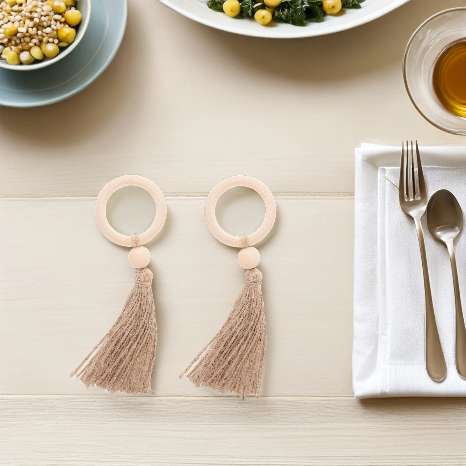 

6 Pcs Pastoral Style Napkin Ring Dining Table Buckles Decorative Western Christmas Dinner Rings Hemp Rope Holder