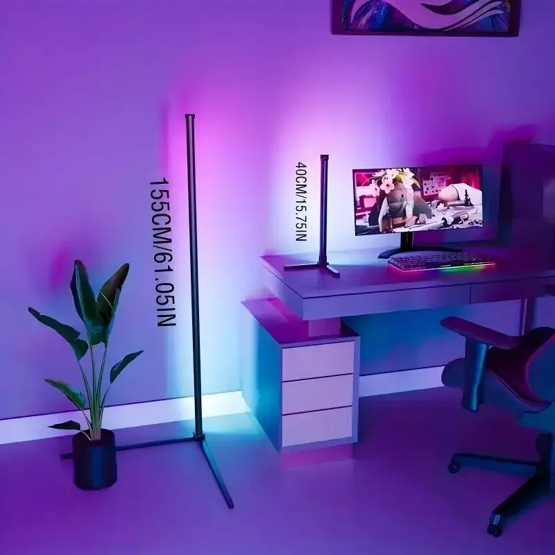 155CM RGB Dream Color Floor Lamp with Music Sync Modern 16 Million Color Changing Standing Mood Light For Bedroom Living Room