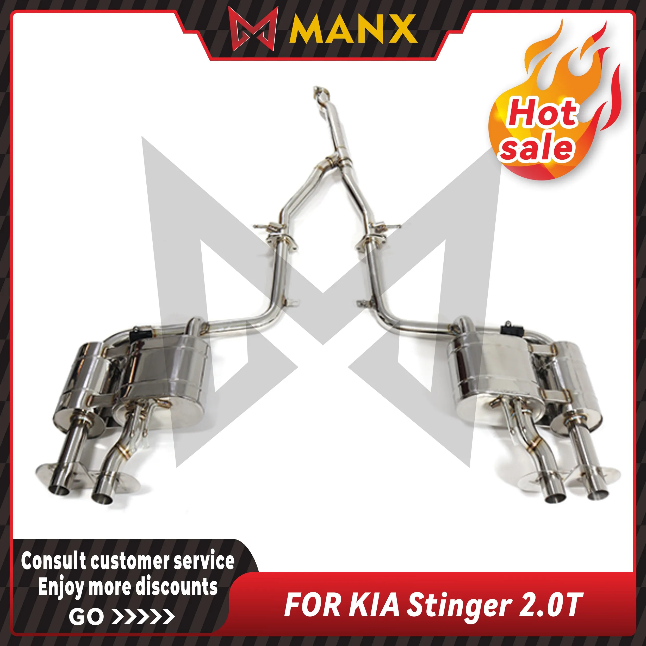 

MANX Car Exhaust system for Stinger 2.0T Stainless steels Catback Performance exhaust pipe with remote control valve