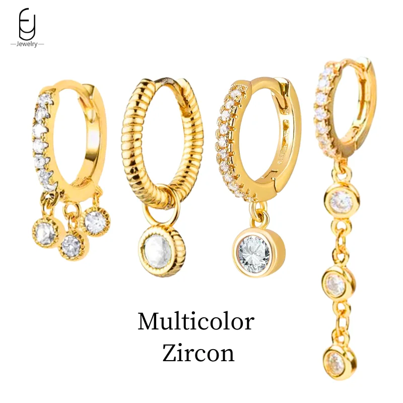 

925 Sterling Silver Needle Round Pendant Hoop Earrings Fashion Colorful Zircon Tassel Earrings for Women Party Fine Jewelry Gift