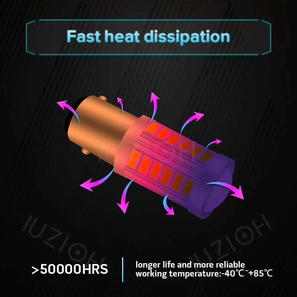 IUZIOH-bulbo da lâmpada do sinal do carro, DRL, 12V, R5W, R10W, W21W, T20, P21W, 1157, 1156, 7440, 7443, BA15S, BAY15D, WY21W, P21, 5W, PCes 2