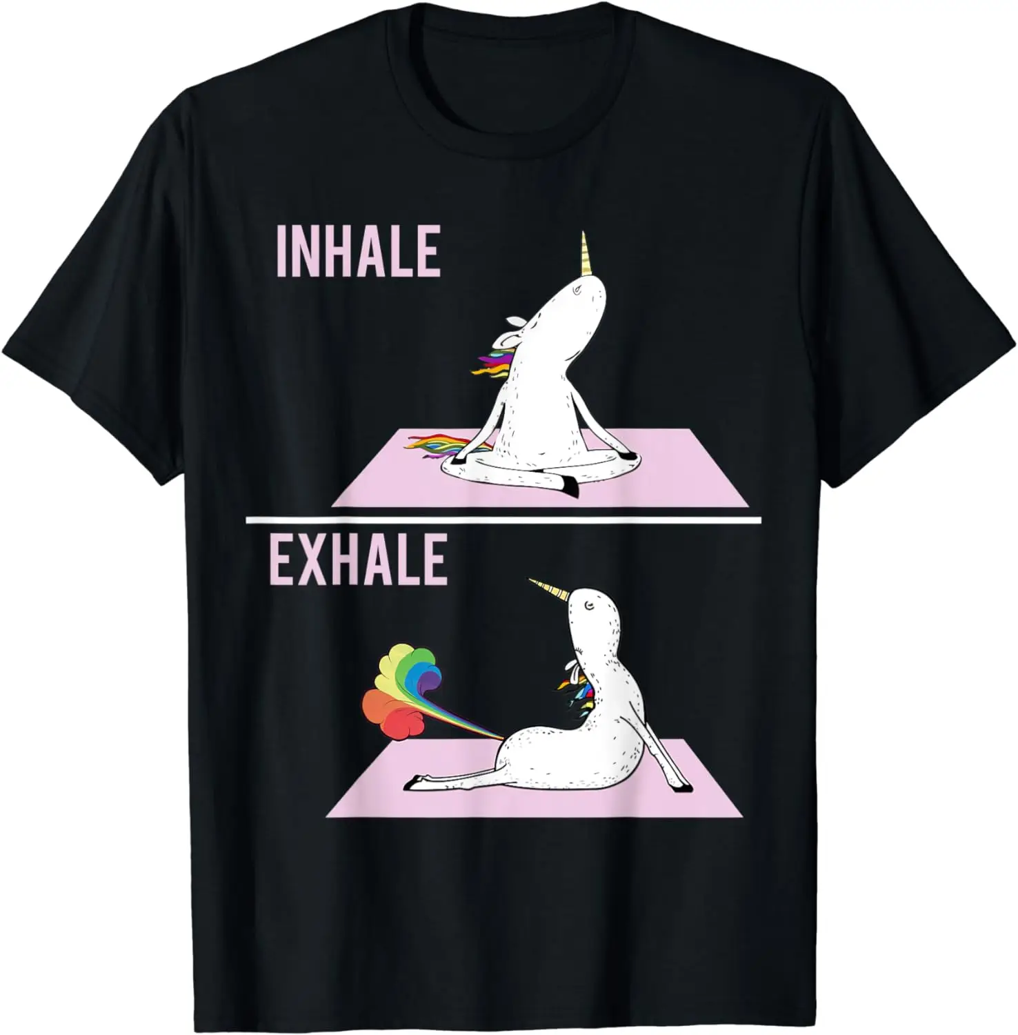 Unicorn Yoga Pose Inhale Exhale Farting Unicorn Funny Gift T-Shirt Graphic T Shirts  Women Clothing Tops Ropa De Mujer