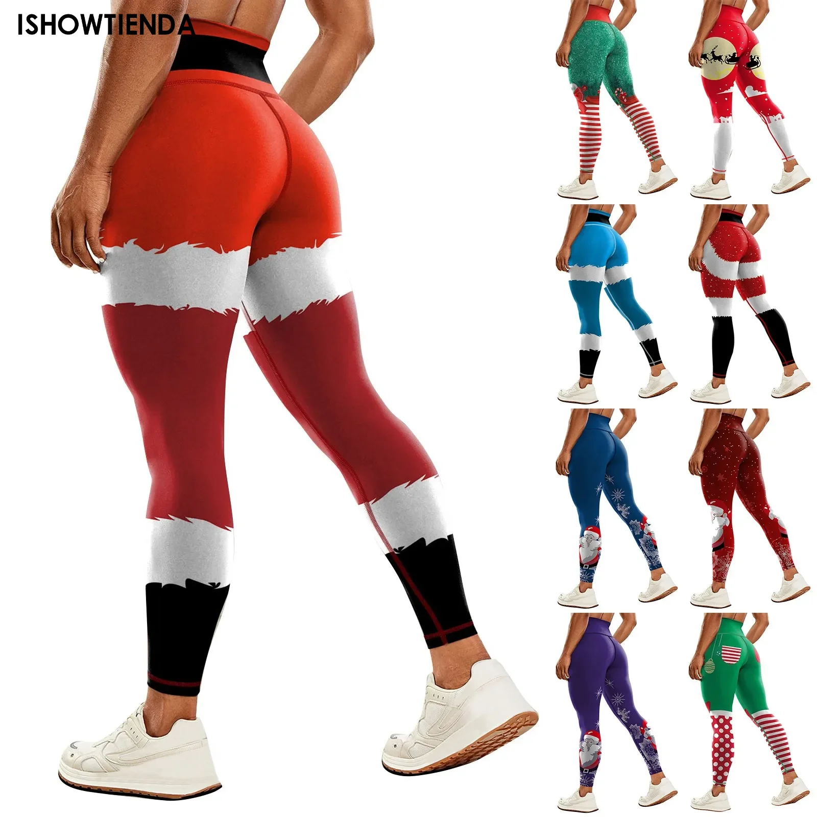 Christmas Leggings Women Sexy High Waist Skinny Leggins Fitness Legging Ladies Printed Workout Leggings Stretch Trousers Pants