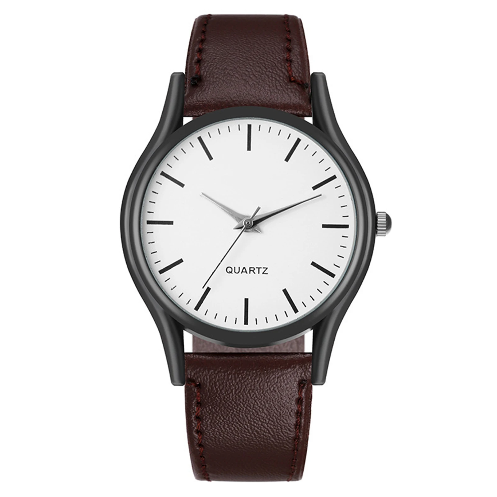 Relojes de pareja de San Valentín para hombres y mujeres, reloj de pulsera de cuarzo con esfera redonda minimalista, correa de cuero, amantes