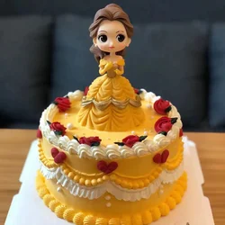 Disney Q Posket Princess Figure Toys Dolls Tiana Snow White Cinderella Belle Mermaid PVC Figures Toys