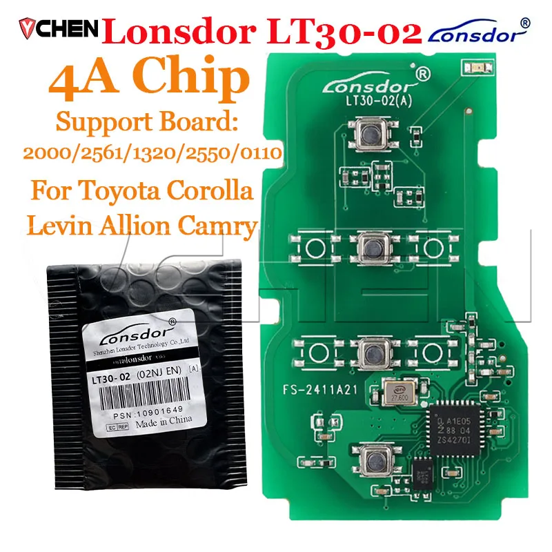 

Lonsdor LT30-02 Smart Key Fob PCB 4A Universal for Toyota K518 K518ISE KH100+ Generate Support Board 2561/1320/2550/0110/2000