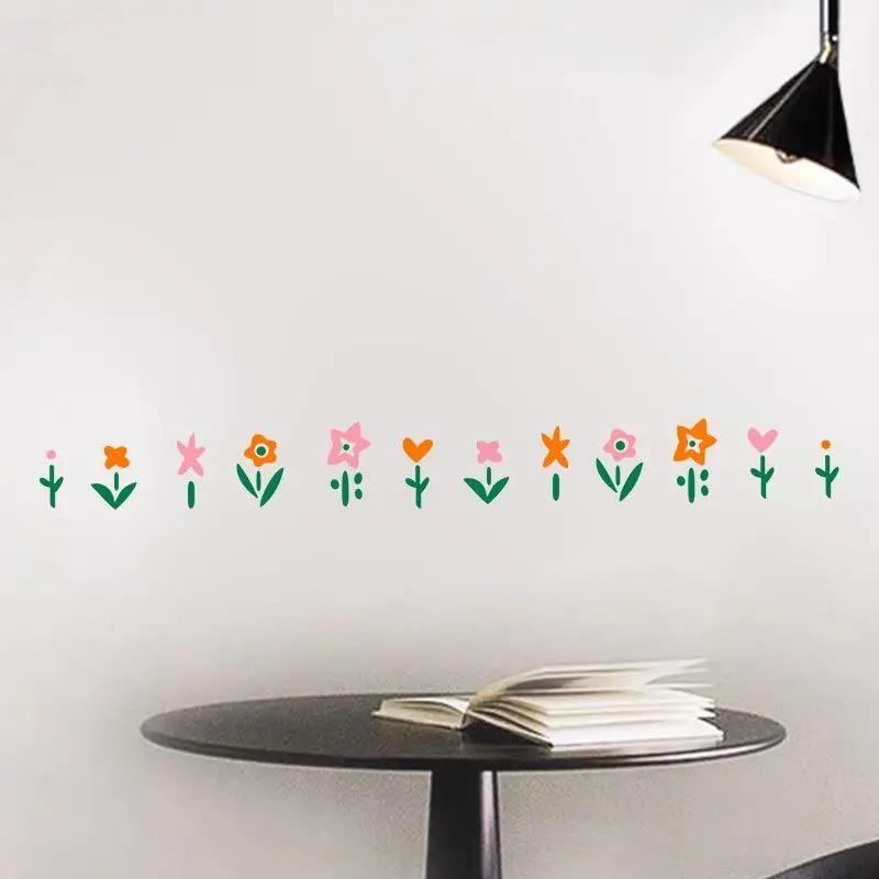 

Small Flower Waist Line Skirting Sign Glass Door Sticker Waterproof Mirror Wall Decorations Bedhead Bedroom Wallpaper Decor
