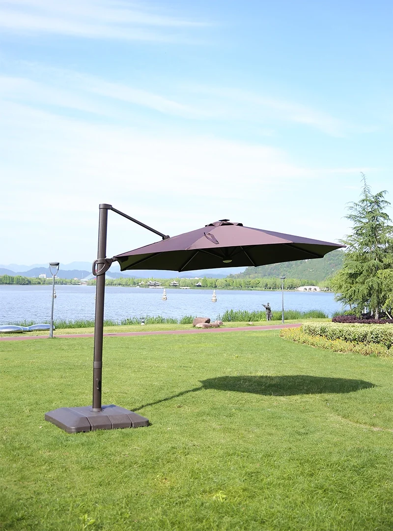 Modern Design Outdoor Furniture Parasol Wholesale Big Size Pool Umbrella with Solar Charger for Dining & Park Use