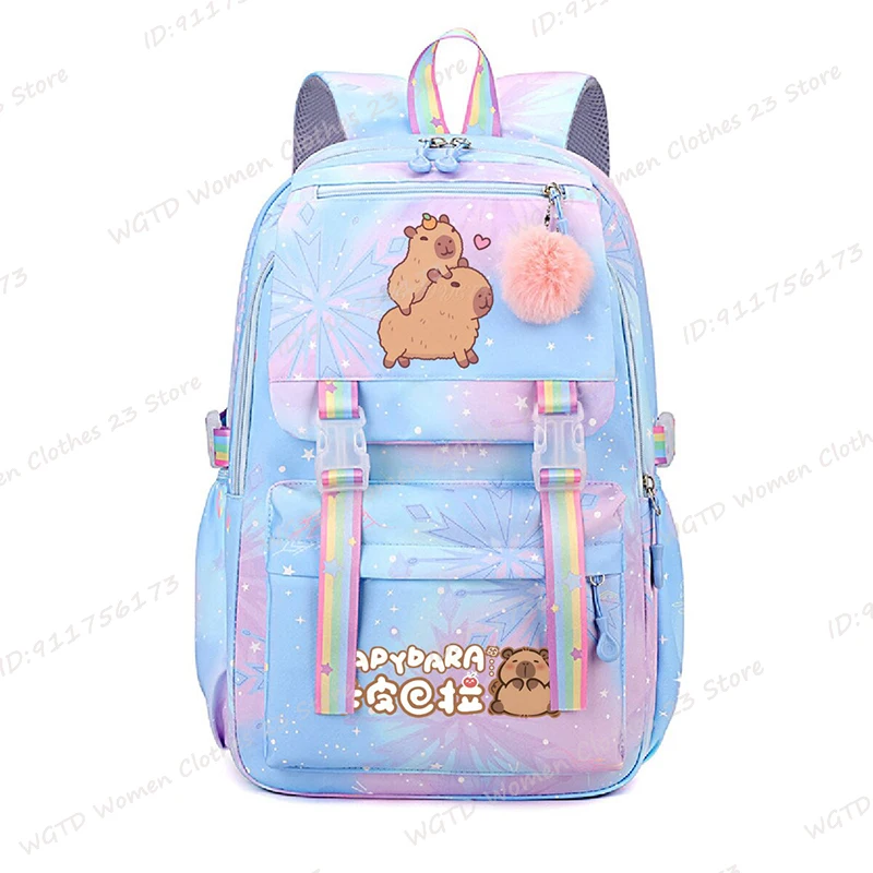 Kawaii Capybara Backpacks Schoolbag for Children Girls Teenage Waterproof Girls Backpack Female Travel Bag Bookbag Mochila