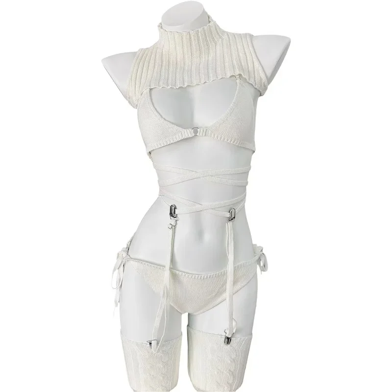 Gotoh hitori bocchi the Rock ชุดคอสเพลย์ผู้หญิงเซ็กซี่สีขาวเสื้อกันหนาวบอดี้สูทชุดกระต่ายชุดนักเรียนผู้หญิงฮาโลวีน