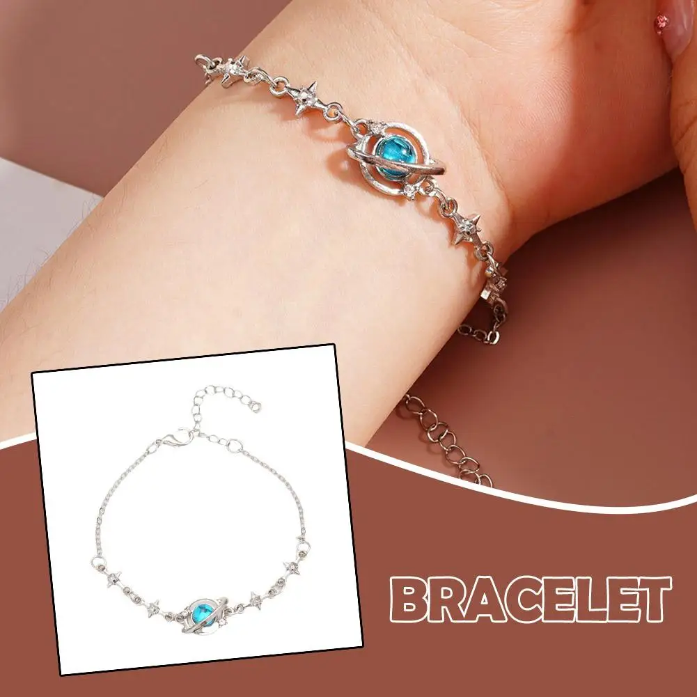 Fashion Ins Blue Planet Bracelet For Women Natural Stone Star Beads Planet Bracelet Delicate Star Charm Bracelet Jewelry I6u7