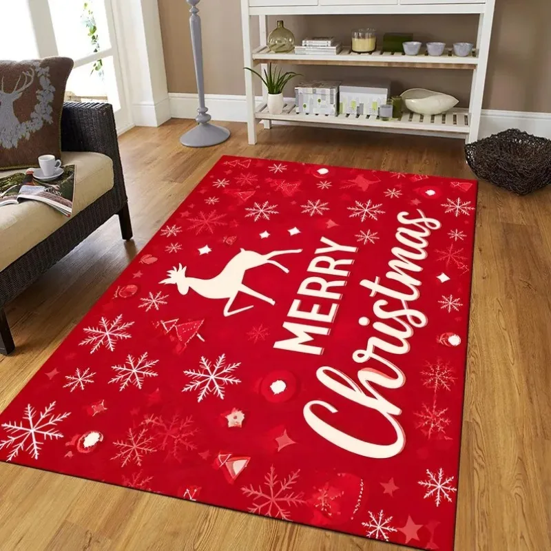 

3D Merry Christmas Tree Santa Claus Cartoon Area Rug Large,Carpet for Home Living Room Sofa Doormat Decor,kid Non-slip Floor Mat