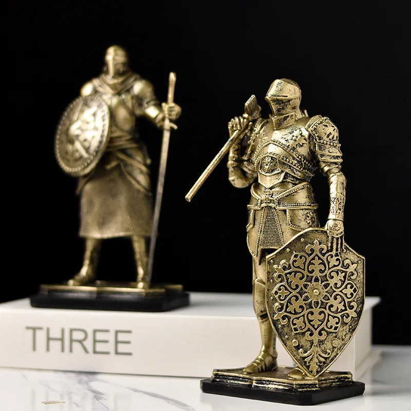 

Nordic Retro Knight Statue Ornament Knight Figurine Decor for Living Room Office Home TV Stand Entryway Craft Home Decorations