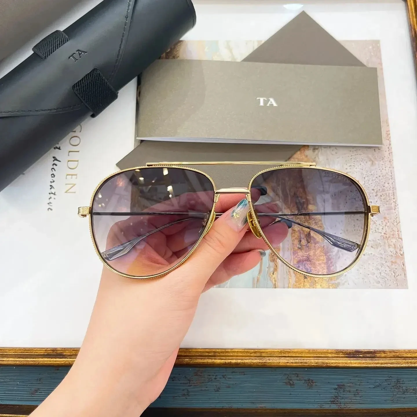 

Authentic For DIYTA DT DTS141 Fashion Oval Alloy Frame Men Women Sun Glasses UV400 Leisure Top Quality Couple Eyewear With Box