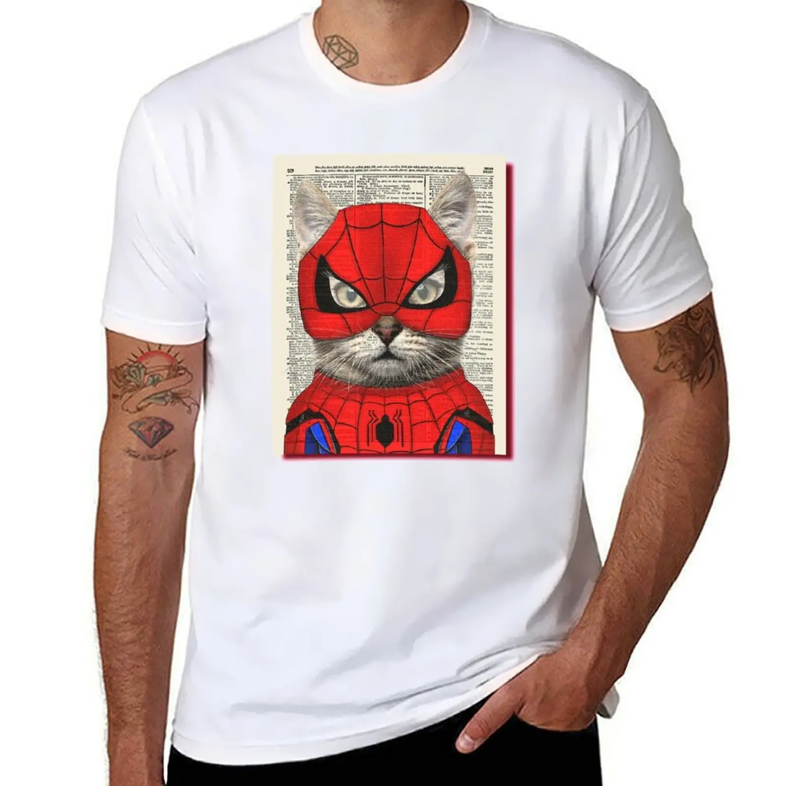 

spidercat newspaper, classic ti-shirt T-Shirt t shirt man plain t shirts for man cotton T-Shirt