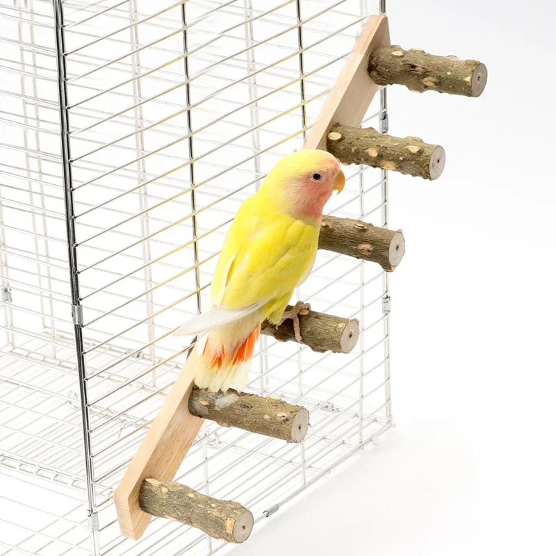 4/6 passos escada de madeira pet interativo pássaro papagaio brinquedo escada para gaiola hamster engraçado moagem vara escalada brinquedo acessórios para pássaros