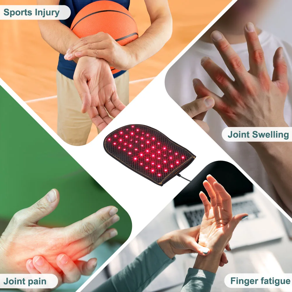 NEW 50LEDS Red Light Therapy Glove 660nm&850nm Infrared Light for Hand Pain Relief Eliminate Inflammation Hand Beauty