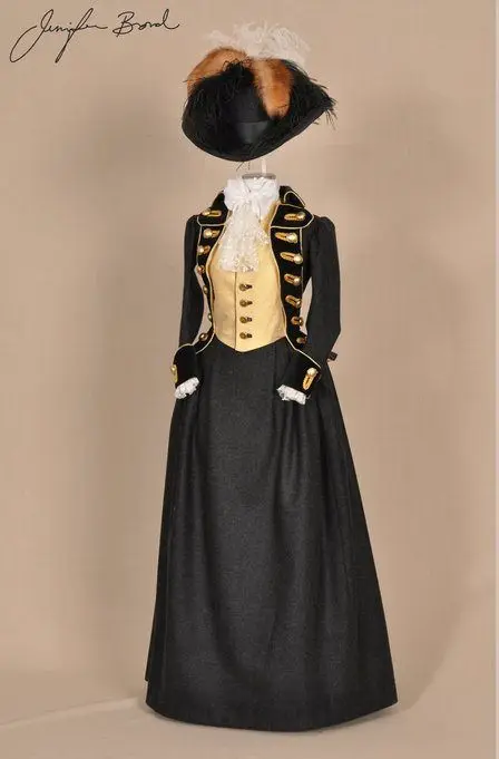 Cosplaydiy Duchess Dress 1780's Victorian Dress Black campaign outfit Historical Women Riding Habit Cosplay Costume Dress Suit