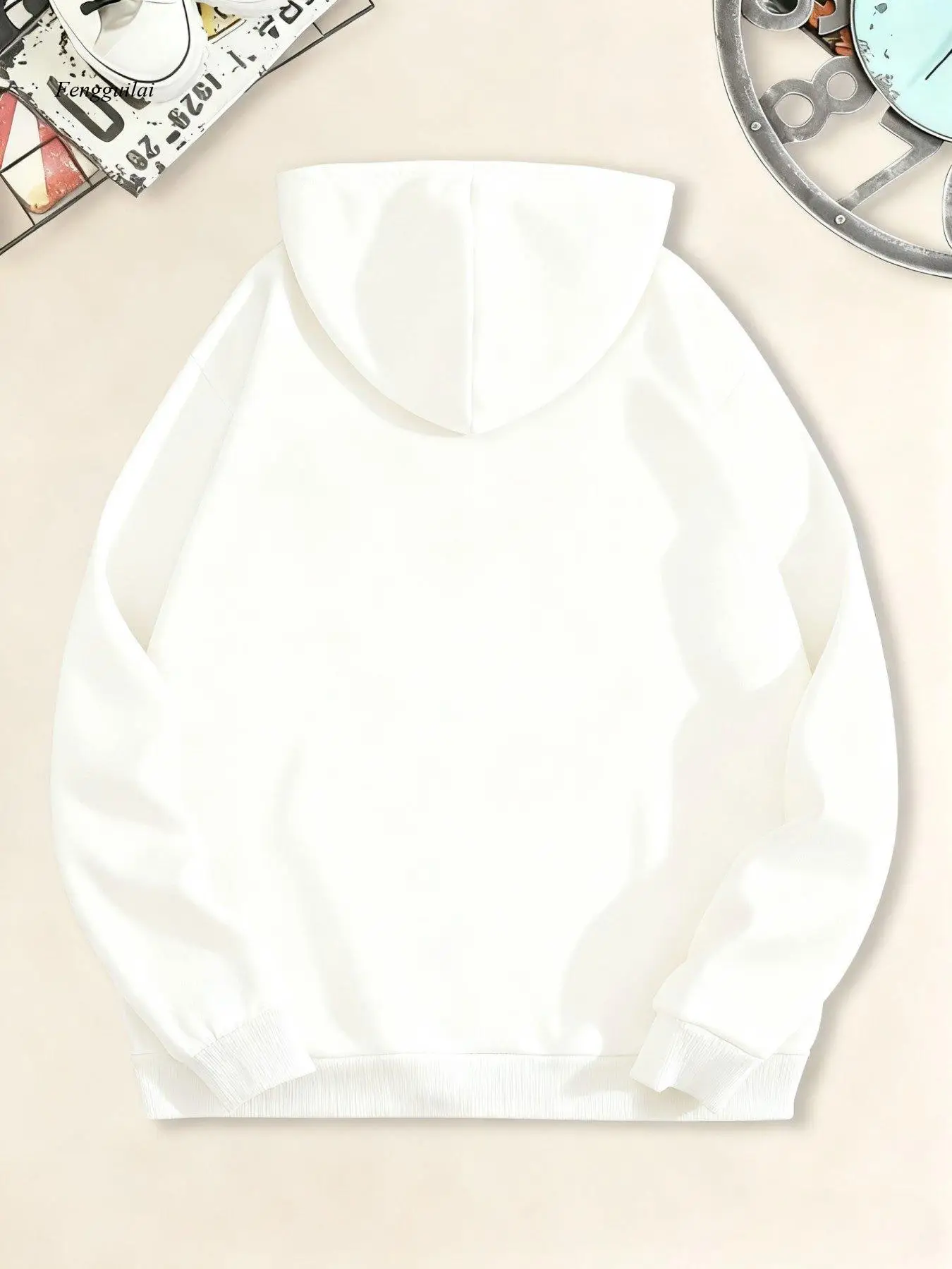 Felpa con cappuccio stampata a forma di cuore di San Valentino |   Cordoncino casual, maniche lunghe con tasca a marsupio