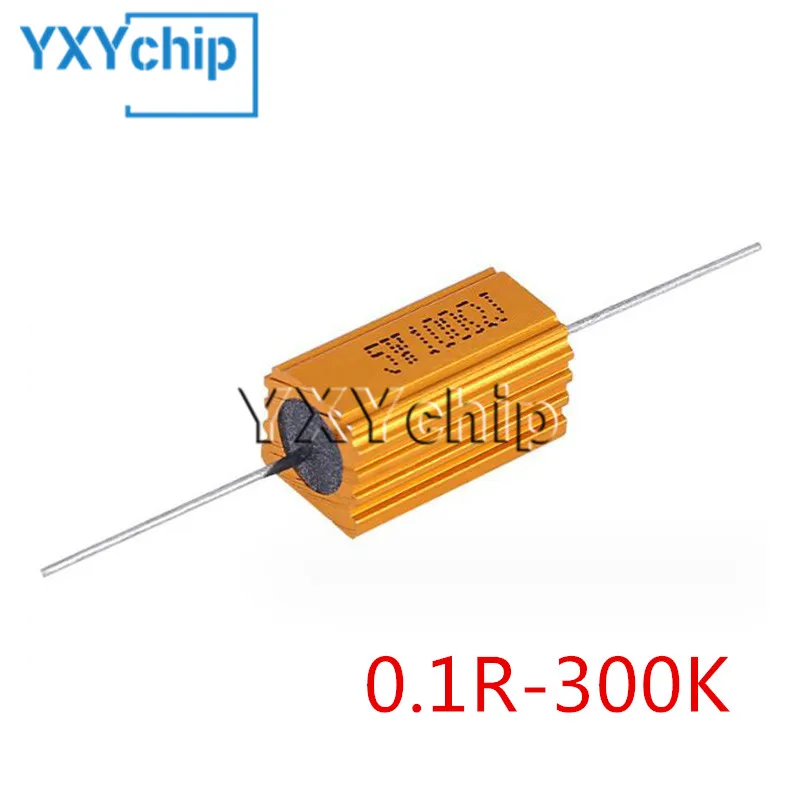 1pcs RX24 5W  Aluminum Power Metal Shell Case Wirewound Resistor 10/22/33/47/50/60/80/100/200/220/330/470/500 ohm 0.1R - 300K