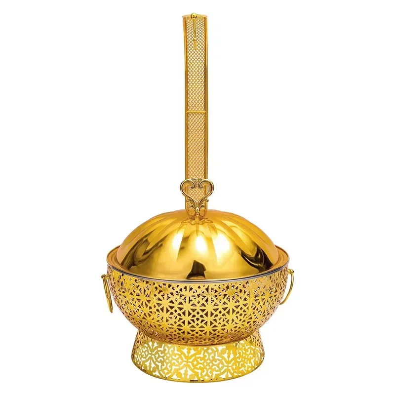 

Luxury Golden Design Hanging Chaffing Dish Stainless Steel Food Warmer For Hotel Wedding Party Banquet