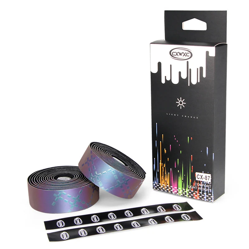 Pro Bicycle Handlebar Tapes EVA PU Gradient Road Bike Handle Bar Straps Color Change Reflective Cycling Handle Cork Wrap BC0572