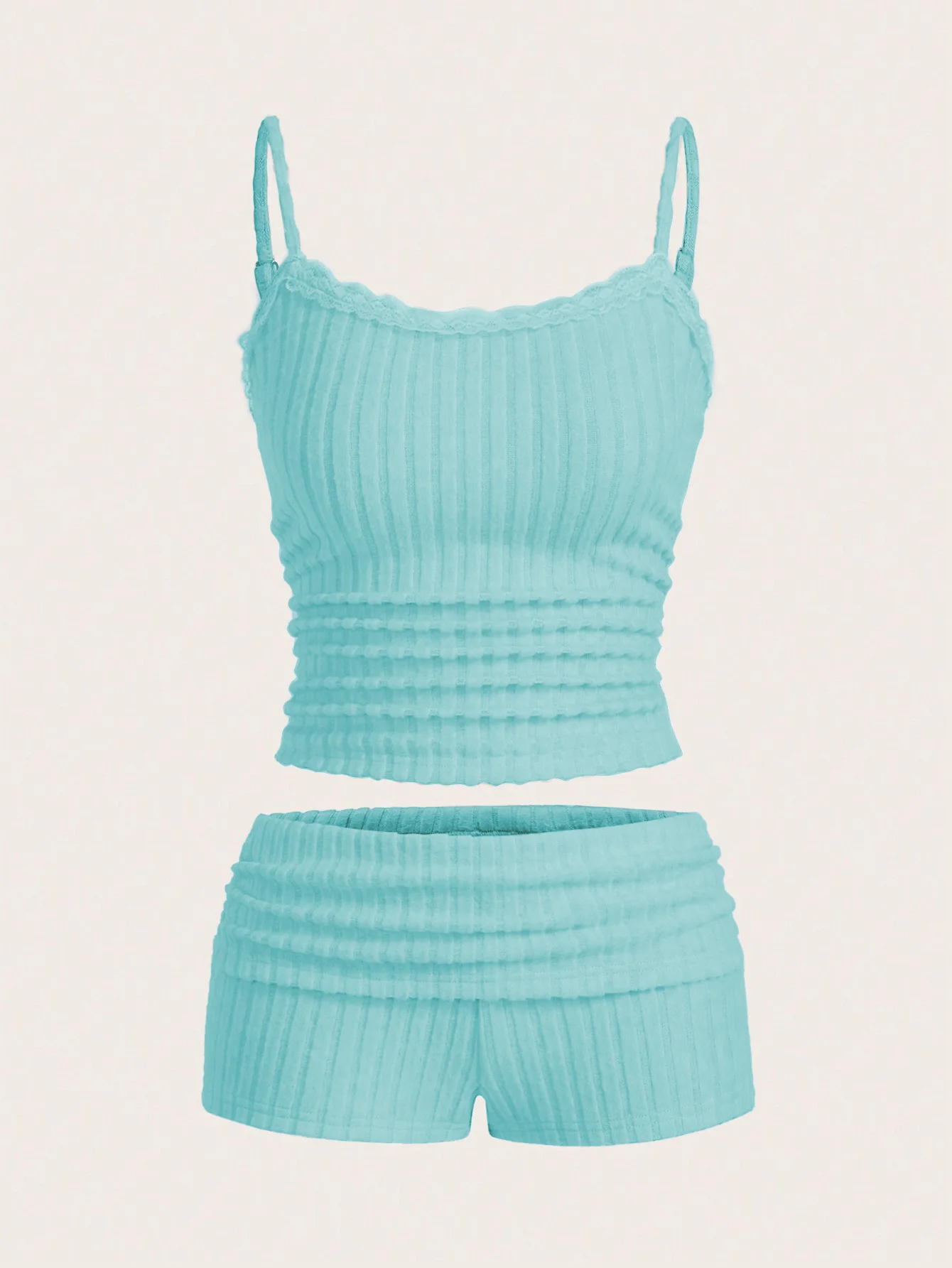 New fashion women's halter-neck + short pants set, with soft little ruching for sexy and comfortable women's clothing.