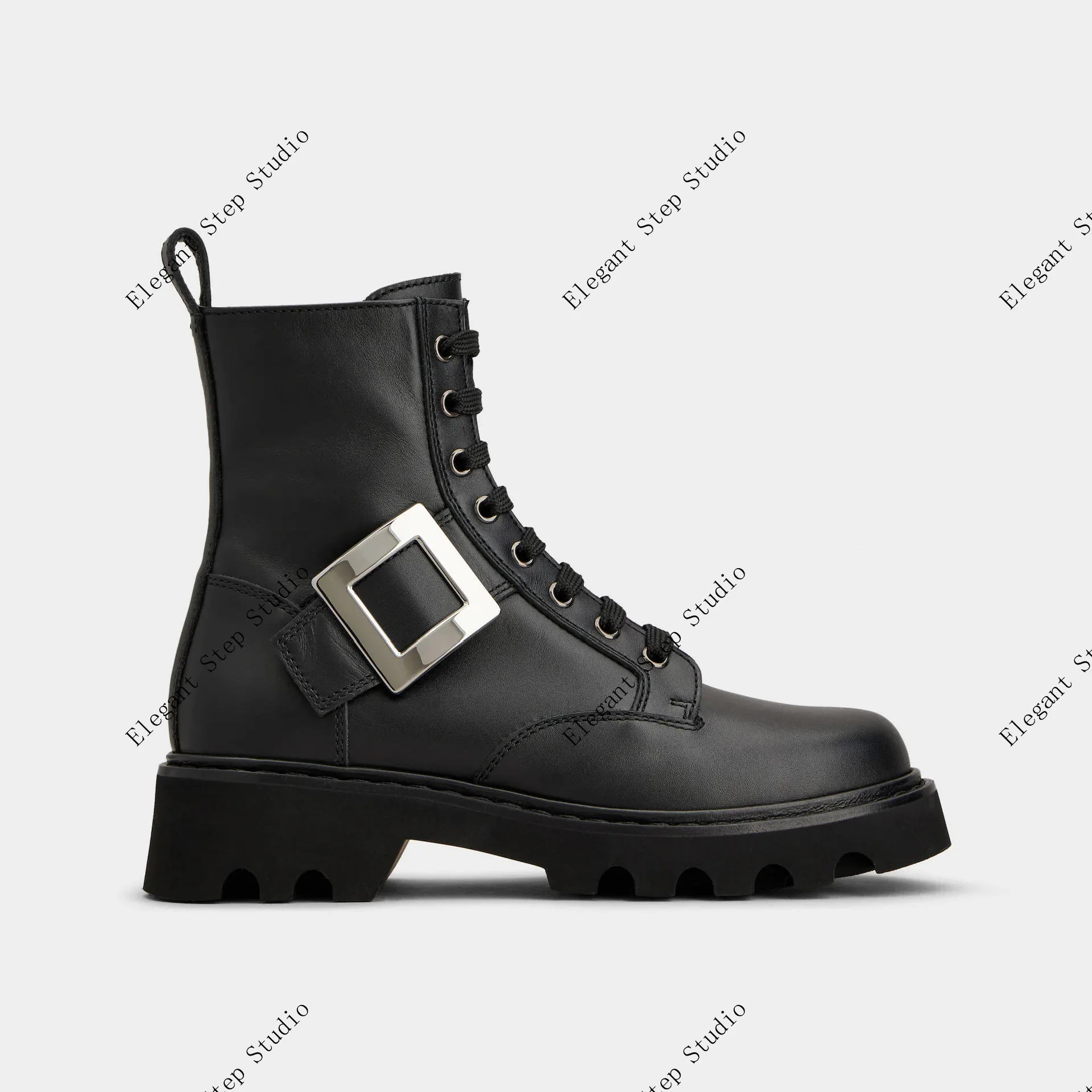 

Women's Shoes Truck Booties Leather Ranger Lace-up Buckle Combat Ankle Boots