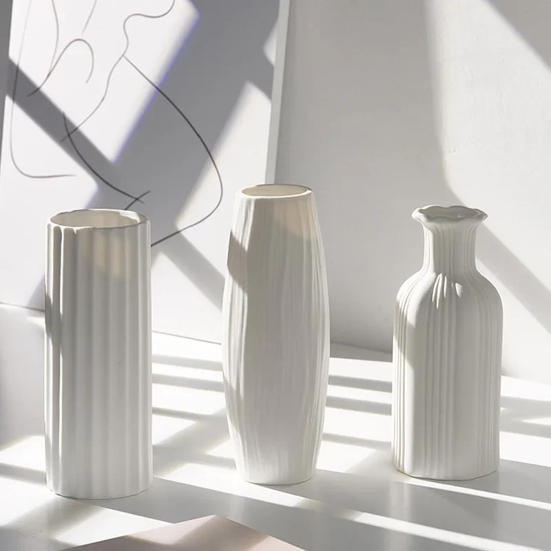 Nordic Ceramic Vase White Flower Pot Water Nourishing Home Morden Decoration Cafe Living Room Art Flower Arrangement Creative